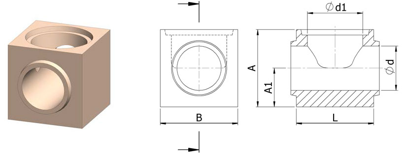 Т-образный распределитель керамической литниковой системы SEEIF с понижающимся сечением