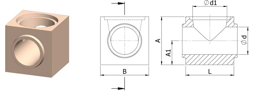 Т-образный распределитель керамической литниковой системы SEEIF с понижающимся сечением
